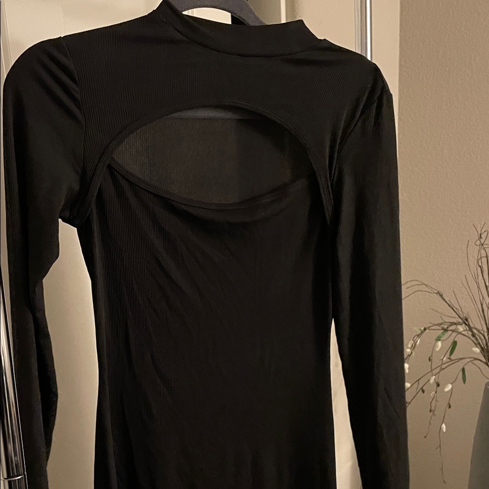 Black Long Sleeve Cutout Dress